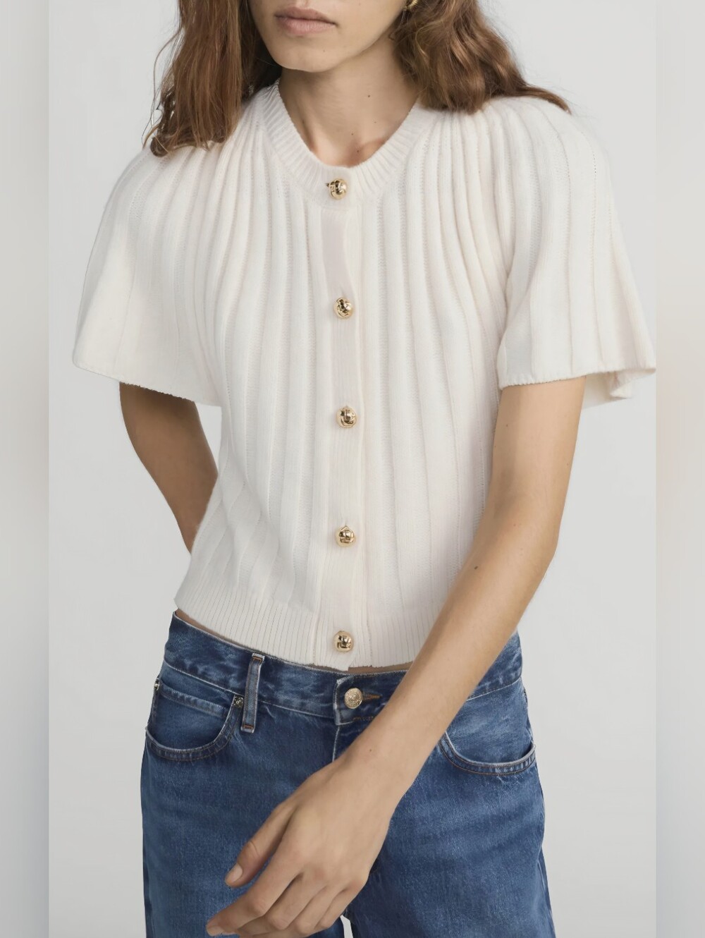 FRAME The Wool Cashmere Flutter Cardigan Quiet Luxury Old Money Clean Girl. XL